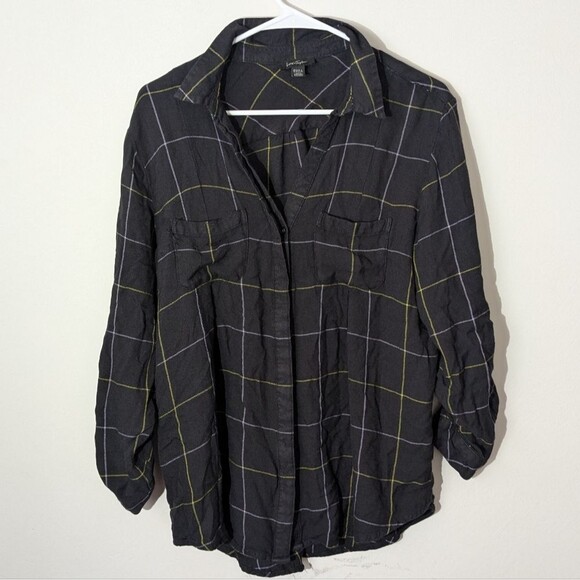 Lord & Taylor Grid Print Button Down Flannel Shirt Women's Size XL - Picture 1 of 8